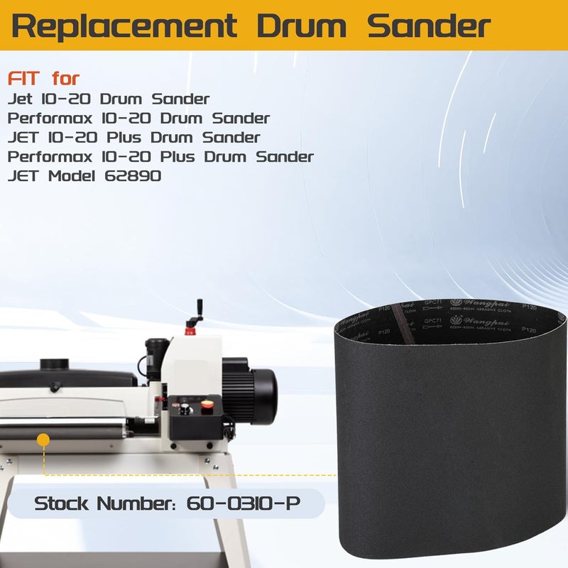 P Polerden Drum Sander Conveyor Belt 120 Grit,10-1/4" x 32-5/32" for jet 10-20 Conveyor Belt and Performax Plus 10-20 sanderpaper, Fit for JET/Performax 10-20 and 10-20 Plus Drum Sander - Image 4